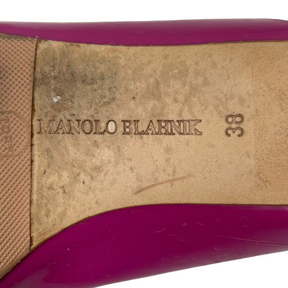 Manolo Blahnik Pink Hangisi Pointed Toe Patent Leather Flats Size 38 - Picture 11 of 16